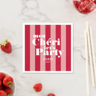 Mon Cherie Let's Party Cherry Red Bold Stripe Serviette
