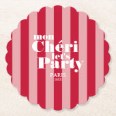 Mon Cherie Let's Party Cherry Red Bold Stripe Untersetzer (Vorderseite)
