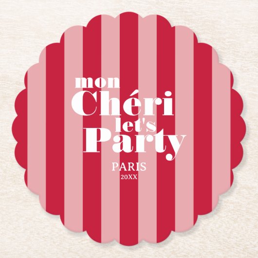 Mon Cherie Let's Party Cherry Red Bold Stripe Untersetzer (Vorderseite)