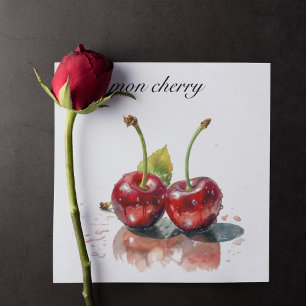 Mon Cherry, zwei Kirschen Aquarell anpassbar