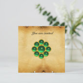 MON Jade Green Perchment Einladung (Stehend Vorderseite)