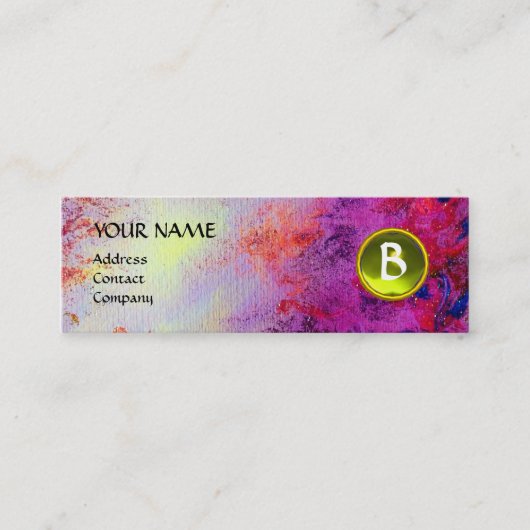 MON MONOGRAM hell fuchsisch lila gelb Mini Visitenkarte (Vorderseite)