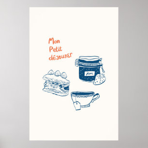 Mon Petit Déjeuner Tee Cake Jam Print Vintag Poster