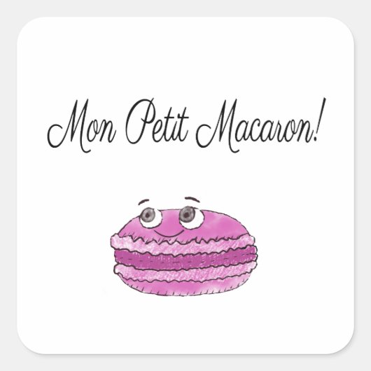 Mon Petit Macaron Quadratischer Aufkleber (Vorderseite)