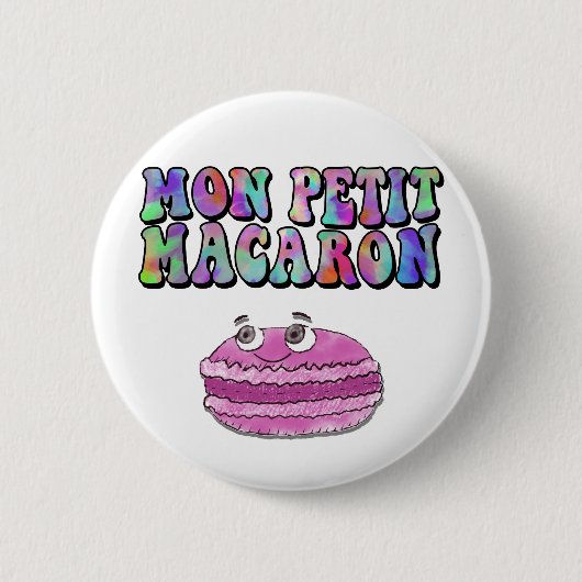 Mon Petit Macaron Retro Gefärbte Krawatte Groovy T Button (Vorderseite)