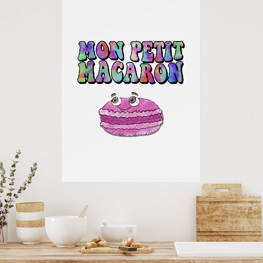 Mon Petit Macaron Retro Gefärbte Krawatte Groovy T Poster (Küche)