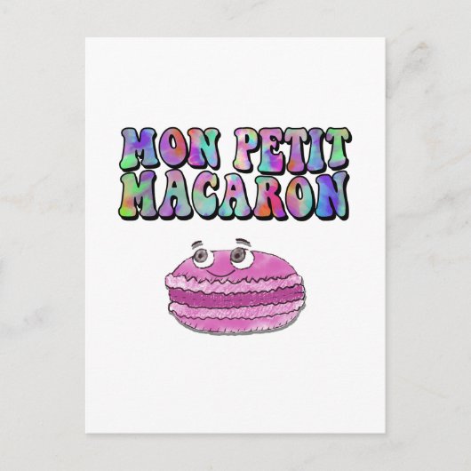 Mon Petit Macaron Retro Gefärbte Krawatte Groovy T Postkarte (Vorderseite)