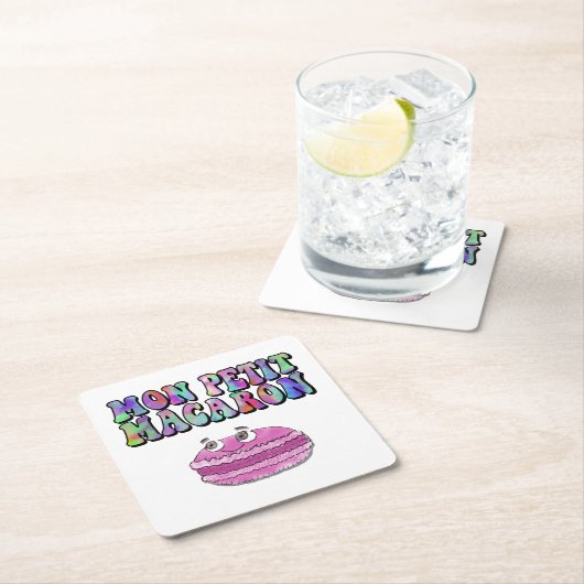 Mon Petit Macaron Retro Gefärbte Krawatte Groovy T Rechteckiger Pappuntersetzer (Vor Ort)