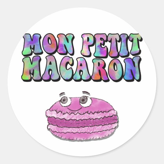 Mon Petit Macaron Retro Gefärbte Krawatte Groovy T Runder Aufkleber (Vorderseite)