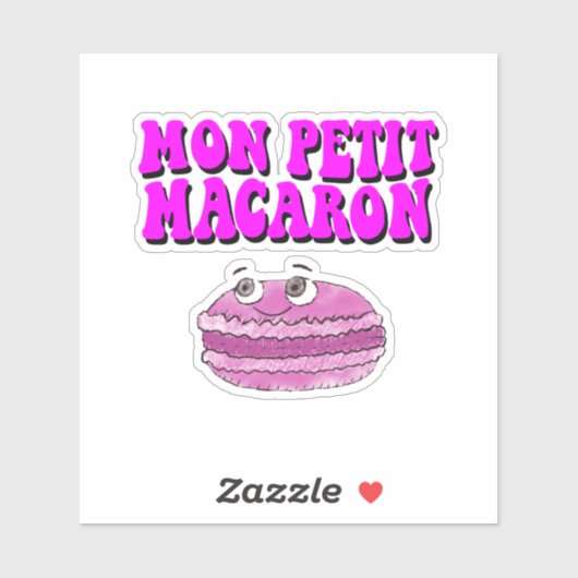 Mon Petit Macaron Retro Groovy Text Aufkleber (Blatt)