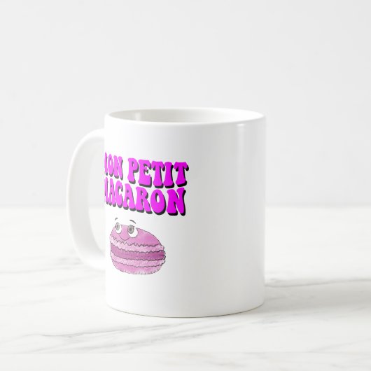 Mon Petit Macaron Retro Groovy Text Kaffeetasse (Vorderseite Links)