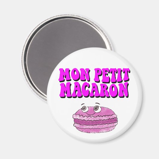 Mon Petit Macaron Retro Groovy Text Magnet (Vorderseite/Rückseite)
