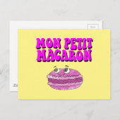 Mon Petit Macaron Retro Groovy Text Postkarte (Vorne/Hinten)