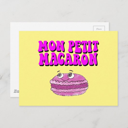 Mon Petit Macaron Retro Groovy Text Postkarte (Vorne/Hinten)
