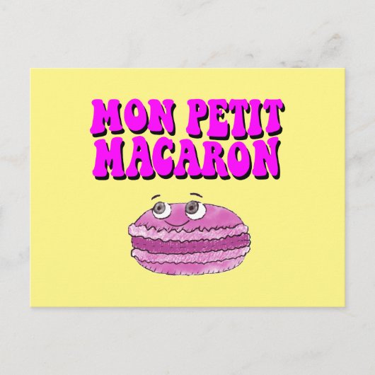 Mon Petit Macaron Retro Groovy Text Postkarte (Vorderseite)