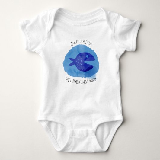 Mon Petit Poisson Wasserfarbe T - Shirt Funny Fish (Vorderseite)