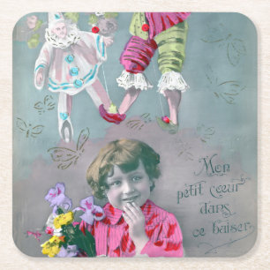 Mon petite coeur dans ce baiser rechteckiger pappuntersetzer