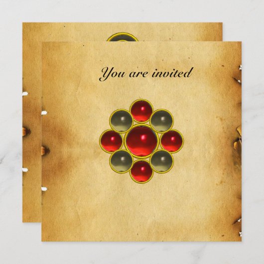 MON Ruby-Pergament Einladung (Vorne/Hinten)