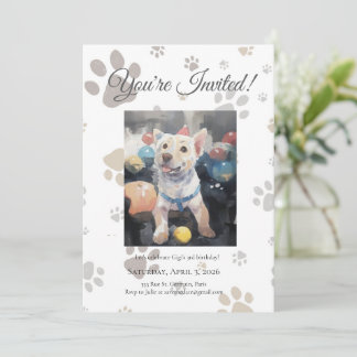 Mon Toutou French Inspired Dog Birthday Invitation Einladung