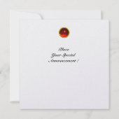 MON with RED RUBY GEMSTONES White Pearl Einladung (Rückseite)