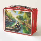 Mona auf einem Boot in Thailand Metall Brotdose (Vorderseite)