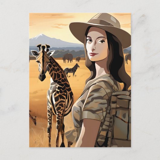 Mona geht auf Safari Postkarte (Vorderseite)