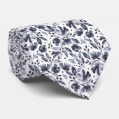 Mona Grau und Weiß Moderner Blumendesigner Krawatte (Gerollt)