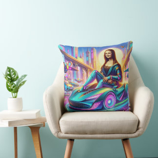 Mona in der Zukunft und ein Anhalter Auto Kissen