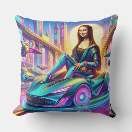 Mona in der Zukunft und ein Anhalter Auto Kissen