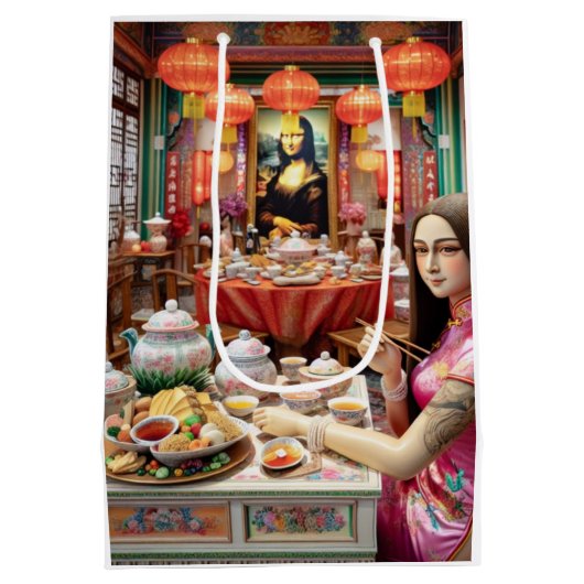 Mona isst im Restaurant China Chinen Mittlere Geschenktüte (Rückseite)