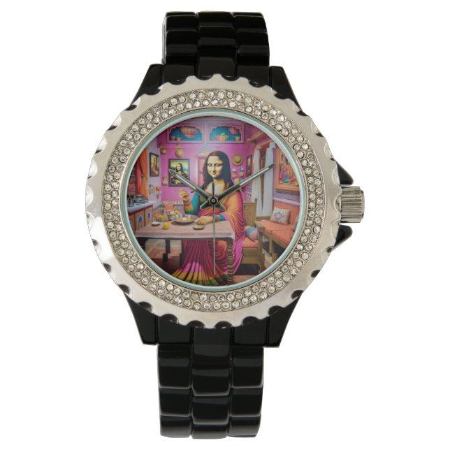 Mona isst indische Gerichte Armbanduhr (Vorderseite)