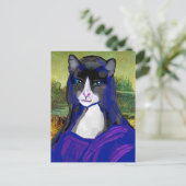 Mona Kitty, Cat Parody Fine Art Postcard Postkarte (Stehend Vorderseite)