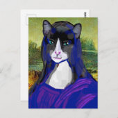 Mona Kitty, Cat Parody Fine Art Postcard Postkarte (Vorne/Hinten)