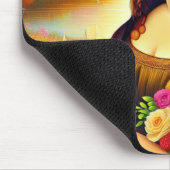 Mona lächelt und Blumen Mousepad (Ecke)