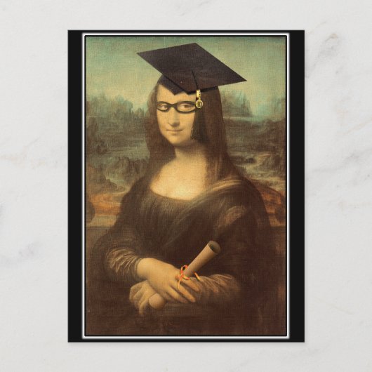 Mona Lisa Abschluss Grad Cap Ankündigungspostkarte (Vorderseite)