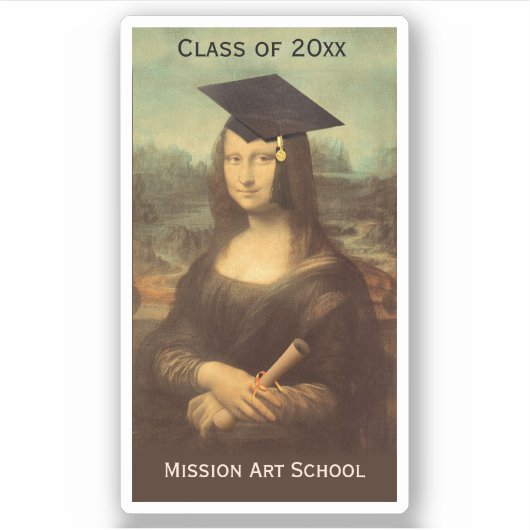 Mona Lisa Abschluss Grad Cap Aufkleber (Vorderseite)