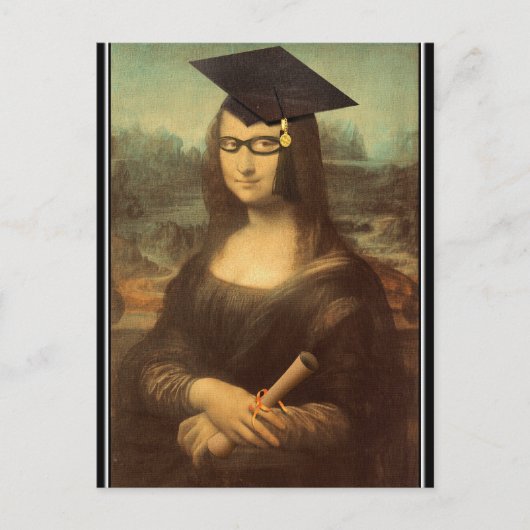 Mona Lisa Abschluss Grad Cap Postkarte (Vorderseite)