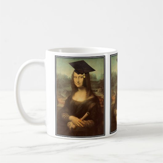 Mona Lisa Abschluss-Graduiertenmütze Kaffeetasse (Links)
