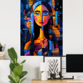 Mona Lisa - Abstrakte geometrische Neuinterpretati Poster (Heimbüro)