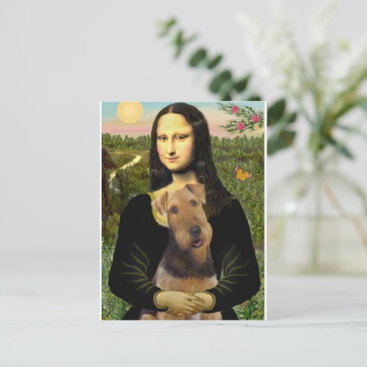 Mona Lisa - Airedale Terrier (#1) Postkarte (Stehend Vorderseite)