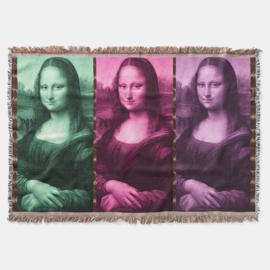 Mona Lisa Animal Print Green Pink Lila Decke (Vorderseite)
