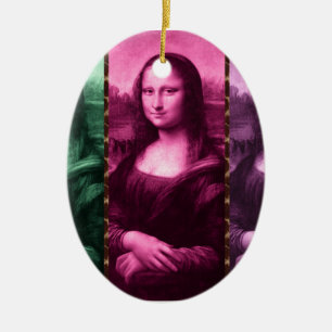 Mona Lisa Animal Print Green Pink Lila Keramik Ornament