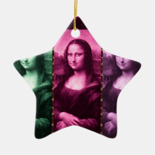 Mona Lisa Animal Print Green Pink Lila Keramikornament (Vorne)