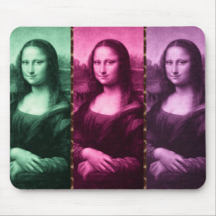 Mona Lisa Animal Print Green Pink Lila Mousepad