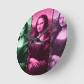 Mona Lisa Animal Print Green Pink Lila Runde Wanduhr (Winkel)
