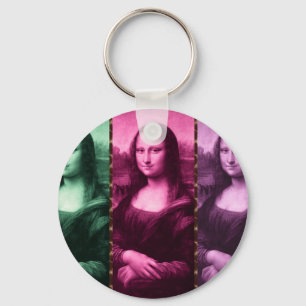 Mona Lisa Animal Print Green Pink Lila Schlüsselanhänger