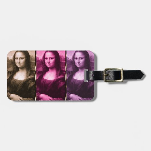 Mona Lisa Animal Print Lila Pink Chocolate Gepäckanhänger (Vorderseite horizontal)