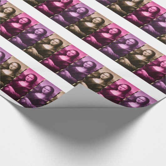 Mona Lisa Animal Print Lila Pink Chocolate Geschenkpapier (Ecke)