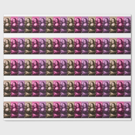 Mona Lisa Animal Print Lila Pink Chocolate Geschenkpapier (Flach)