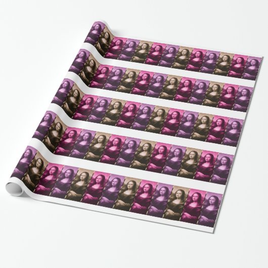 Mona Lisa Animal Print Lila Pink Chocolate Geschenkpapier (Ungerollt)